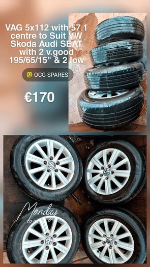 Sets & Singles of 5x112 Vag, VW Volkswagen Alloys Steels & Spacesavers 15" 16" 17" 18" 19" inch @ OCG