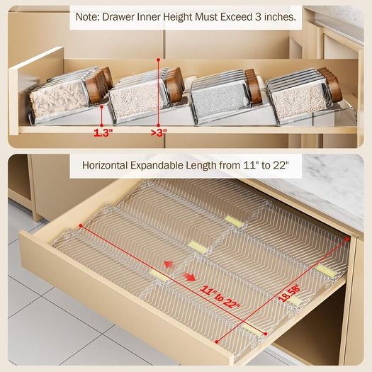 PanPanPal Spice Rack for Drawer 8-Pack Expandable Clear Tiered Organiser - Brand New