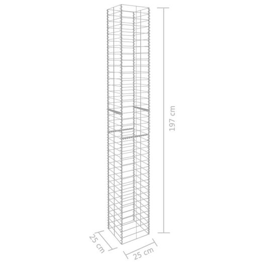 Gabion Baskets 3 pcs Galvanised Steel 25x25x197 cm