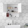 _Bathroom Cabinet, Wall Cupboard, Mirror with Shelf, Wooden Makeup Cabinet Image 6