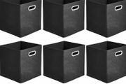 Amazon Basics Collapsible Fabric Storage Cubes with Oval Grommets - 6-Pack, Black