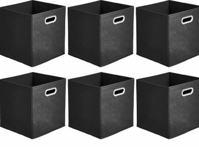 Amazon Basics Collapsible Fabric Storage Cubes with Oval Grommets - 6-Pack, Black
