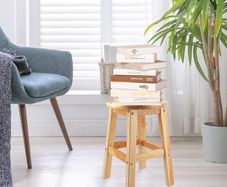 Solid Wooden Stool - Round, 45cm, for Kitchen, Bedroom, Living Room, Entryway