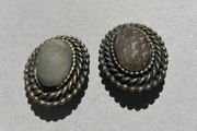 Vintage Heavy Bronze Tone Metal Dress Scarf / Clip Pin with Fabric Centre.