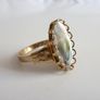 Vintage gold tone paua shell ring size O Image 3