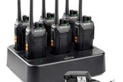 Walkie Talkies for Adults Long Range, with 6 Way Charger, Rechargeable 2 Way Radio Hand Free, PMR446 License Free Radio Communication for School Security 6 Pack, Black