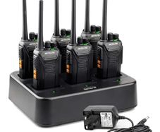Walkie Talkies for Adults Long Range, with 6 Way Charger, Rechargeable 2 Way Radio Hand Free, PMR446 License Free Radio Communication for School Security 6 Pack, Black