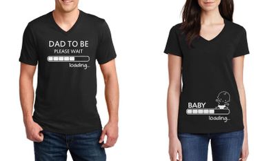 Dad To Be And Baby Loading Couple T-shirts Great Gift Present For Valentines Day Idea