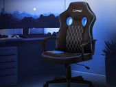 Gaming Chair with Rocker Function, Blue, Faux Leather, Ergonomic Office Chair with Armrest, Swivel Chair, Height Adjustable, S-shaped Backrest, Racing Gamer Chair, Work Chair, Desk Chair