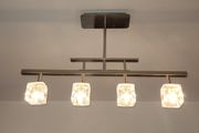 ice cube ceiling pendant 4 light, satin nickle with matching wall lights.