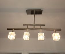 ice cube ceiling pendant 4 light, satin nickle with matching wall lights.