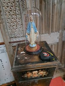 Vintage Wooden Statue/Bell Jar