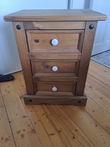 3 Drawer Pine Bedside Cabinet