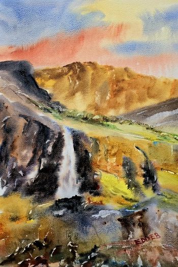 conner pass   waterfall watercolour