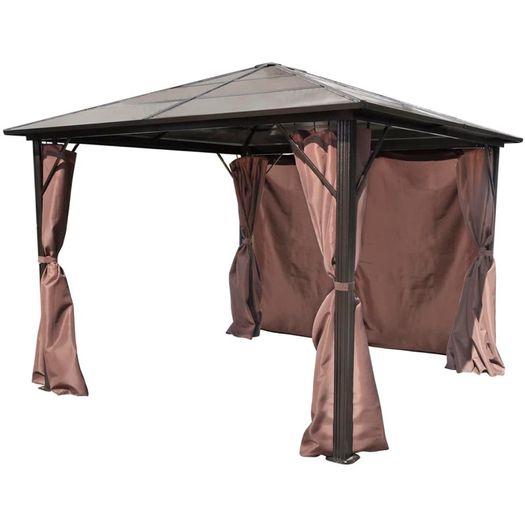 Gazebo with Curtain Brown Aluminium 300x300 cm