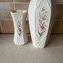 Belleek China 2 Country Trellis Vases 7" & 10" Image 2