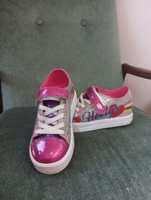 Heelys Snazzy X2 Shoes Silver Rainbow Heart UK Size 1