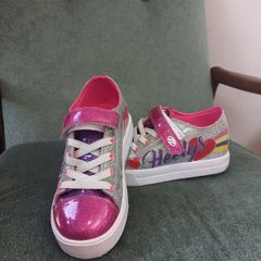 Heelys Snazzy X2 Shoes Silver Rainbow Heart UK Size 1