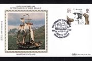 1982 Great Britain Benham Silke Cover showing 150th Anniversary of the Sailing og HMS Beale tying 15 1/2p Galapagos Tortoise (Chelonoidis nigra), Darwin commemorative stamp