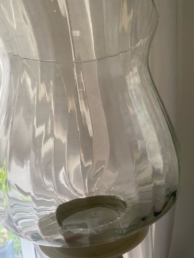 ShabbyChic Set of 2 Extra Large Candle Holders with Ribbed Glass Top