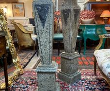 SALE !! WAS 550 NOW 395 !! A Very Good Pair of Neoclassical Design Marble Columns / Pillars.
