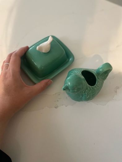 Milk jug and butter dish
