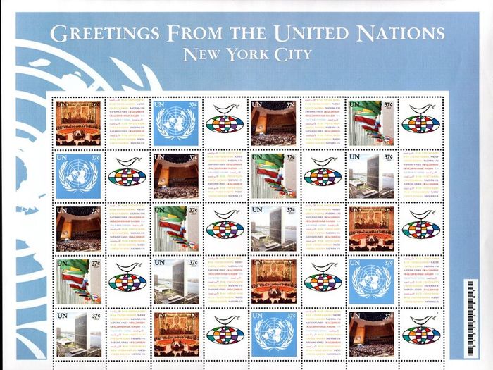 2003 United Nations (New York, US) Greetings Stamps Sheet Mint Never Hinged (MNH)