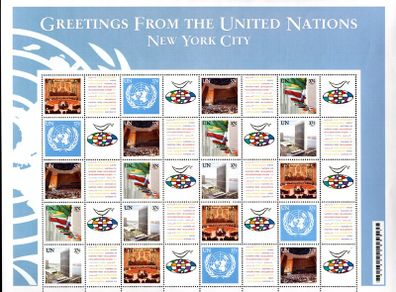 2003 United Nations (New York, US) Greetings Stamps Sheet Mint Never Hinged (MNH)