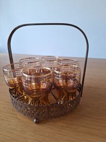 Glasses with metal caddy