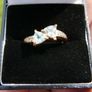 Vintage Solid 14k Gold Aquamarines And Diamonds Ring Size O - 3,35g Image 3