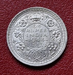 India - British  1/4 Rupee - George VI Silver coin