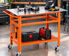 Welding Table Workbench Table with 800LBS Static Weight Capacity, Movable Steel Work Bench with 4 Wheels