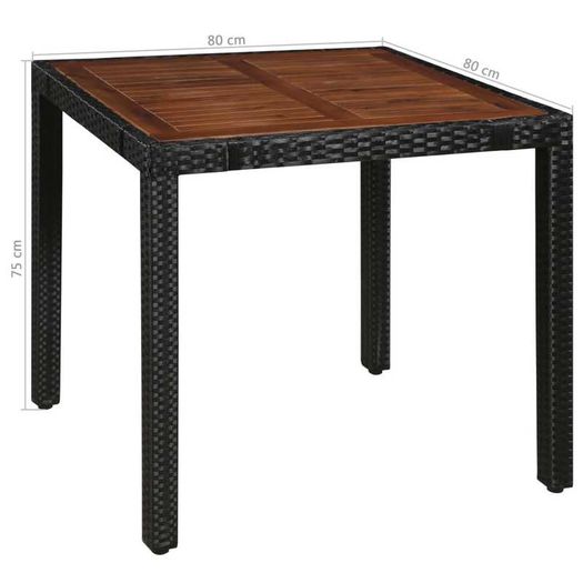 5 Piece Outdoor Dining Set Poly Rattan and Acacia Wood Black