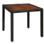 5 Piece Outdoor Dining Set Poly Rattan and Acacia Wood Black Image 6