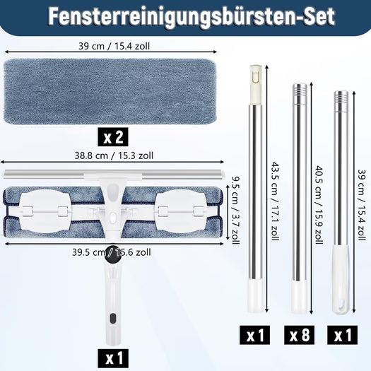 Brand New Telescopic Window Squeegee 2-in-1 Pole 388cm.