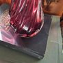 Large Heavy Mid-Century Chribska Glass-works Cranberry Art Glass Vase designed by Josef Hospodka and features a distinctive twisted silhouette with a cased glass finish Image 6