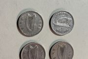 4 Irish 3 pence coins 3d