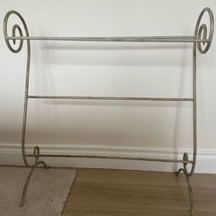 Ornate White Gold Towel Stand Clothes Rail