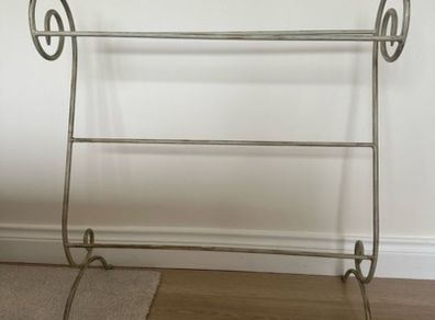 Ornate White Gold Towel Stand Clothes Rail
