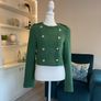 Green Tweed Textured Weave Jacket with Gold Buttons from Zara Image 4