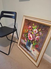 Framed Floral Oil Painting