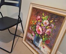 Framed Floral Oil Painting