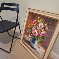 Framed Floral Oil Painting