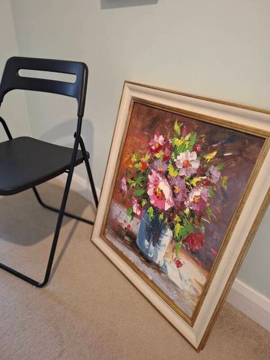 Framed Floral Oil Painting