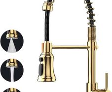 NEW SALE | Kitchen Tap, Kitchen Sink Mixer Tap with 360 Degree Swivel Pull Down Sprayer Commercial Kitchen Taps Single Handle Mixer Tap Cold and Hot 3-Modes Spray with Standard Fittings