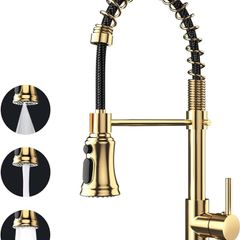 NEW SALE | Kitchen Tap, Kitchen Sink Mixer Tap with 360 Degree Swivel Pull Down Sprayer Commercial Kitchen Taps Single Handle Mixer Tap Cold and Hot 3-Modes Spray with Standard Fittings