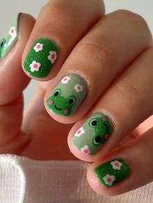 24 pcs Cute Frog Summer Press-On Nails