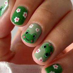 24 pcs Cute Frog Summer Press-On Nails