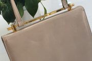 VINTAGE Stuart Weitzman beige leather with gold bar crossbody flap bag