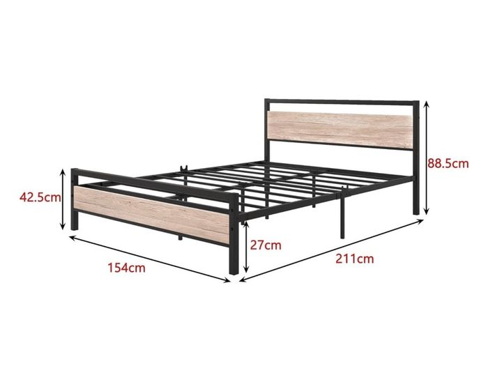 5ft King Size Bed Frame With Wood Headboard